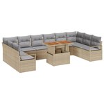Canapé de jardin vidaXL 11 pièces avec coussins Beige Poly Rattan