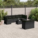 vidaXL Salon de jardin 10 Pièces avec coussins noir résine tressée