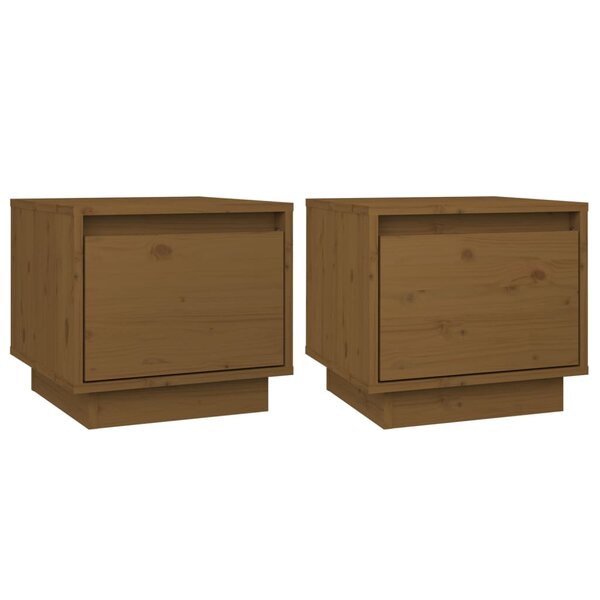 vidaXL Tables de chevet 2Pièces Marron miel 35x34x32cm Bois de pin solide