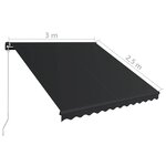 vidaXL Auvent manuel rétractable avec LED 300x250 cm Anthracite