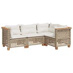 vidaXL Salon de jardin avec coussins 4 Pièces beige résine tressée