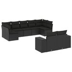 vidaXL Salon de jardin 9 Pièces avec coussins noir résine tressée