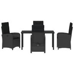 vidaXL Ensemble de salle à manger de jardin 5 pièces avec coussins Noir Rattan Poly