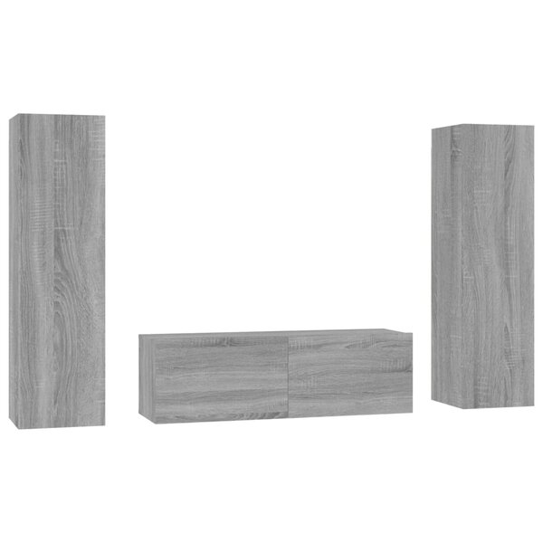 vidaXL Ensemble de meubles TV 3 Pièces Sonoma gris Bois d'ingénierie