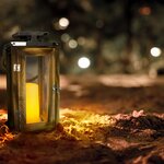 Lanterne solaire avec poignée oaky bois clair bois naturel h28cm