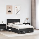 vidaXL Cadre de lit avec tiroir Noir 135 x 190 cm Bois d'ingénierie