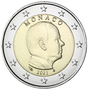 Monnaie 2 euros commémorative monaco 2021 - albert ii