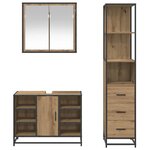 vidaXL Ensemble de mobilier de salle de bain 3 Pièces Chêne artisanal
