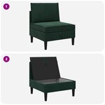 vidaXL Canapé moyen avec rangement Vert foncé Velours