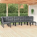 vidaXL Salon de jardin 7 Pièces noir et gris résine tressée