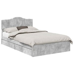vidaXL Lit de Rangement Gris béton 135 x 190 cm Bois d'ingénierie