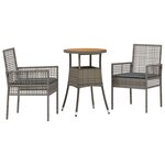 vidaXL Ensemble de salle à manger pour jardin 3 Pièces Gris Poly rotin