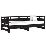 vidaXL Lit coulissant sans matelas noir 2x(90x190) cm