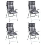 vidaXL Coussins de chaise à dossier haut lot de 4 motif carreaux gris