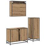 vidaXL Ensemble de mobilier de salle de bain 3 Pièces chêne artisanal