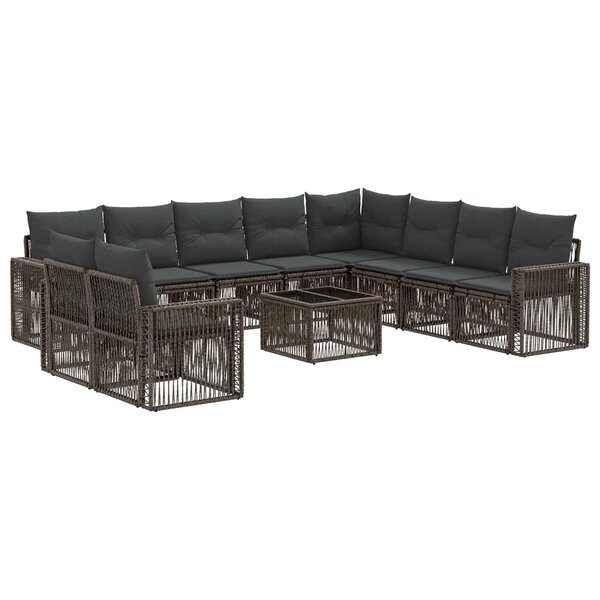 vidaXL Ensemble de canapé de jardin 11 Pièces Gris et Gris foncé