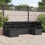 Ensemble de canapés de jardin vidaXL 6 pièces avec coussins noir poly rotin