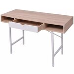 Bureau table meuble travail informatique bureau avec 1 tiroir chêne et blanc