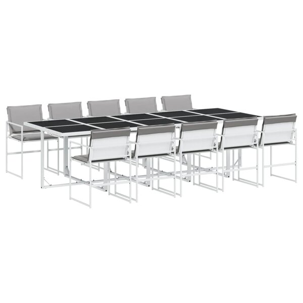 vidaXL Ensemble à manger de jardin avec coussins 11Pièces blanc textilène