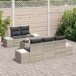 vidaXL Ensemble de canapé de jardin 6 Pièces Gris clair polyrotin