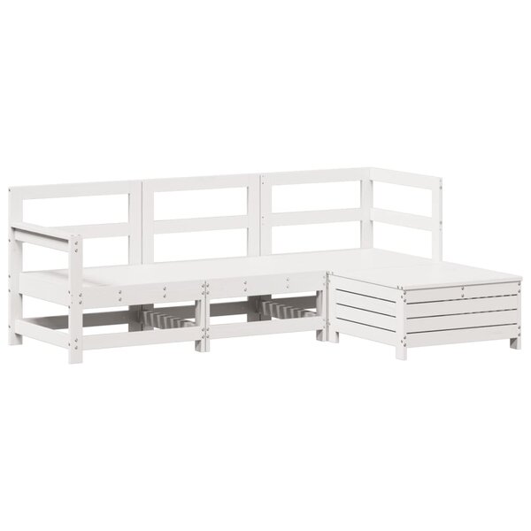 vidaXL Salon de jardin 4 Pièces blanc bois de pin massif