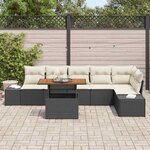 vidaXL Ensemble de canapé de jardin 7 Pièces Noir Poly rotin