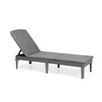 Bain de soleil avec coussin coloris gris foncé - imitation rotin tressé - ALLIBERT by KETER - 4 positions - JAIPUR