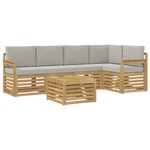 vidaXL Ensemble de canapés d'extérieur 6 Pièces Blanc et gris clair