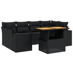vidaXL Salon de jardin 7 Pièces avec coussins noir résine tressée