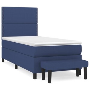 vidaXL Sommier à lattes de lit avec matelas Bleu 100x200 cm Tissu