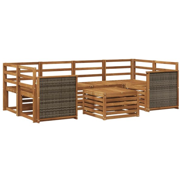 vidaXL Ensemble de canapés d'extérieur 7 Pièces Naturel