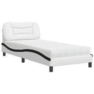 vidaXL Lit avec matelas Hvar blanc et noir 80x200 cm similicuir