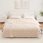 vidaXL Couverture en Fourrure de Lapin Synthétique Beige 240 x 270 cm