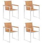 vidaXL Chaises de jardin 4 Pièces avec coussins Bois de teck massif