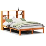 vidaXL Lit bibliothèque sans matelas cire marron 120x200 cm pin massif