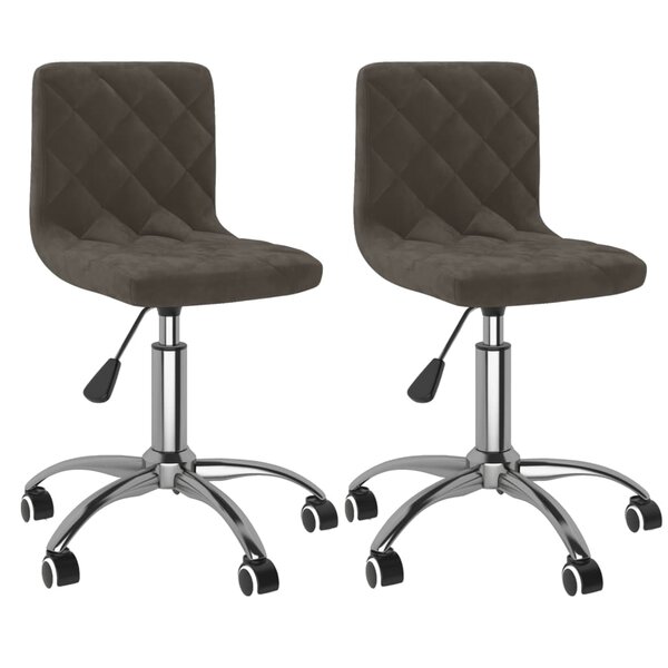 vidaXL Chaises pivotantes à manger lot de 2 Gris foncé Velours