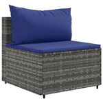 vidaXL Salon de jardin 4 Pièces avec coussins Gris Résine tressée