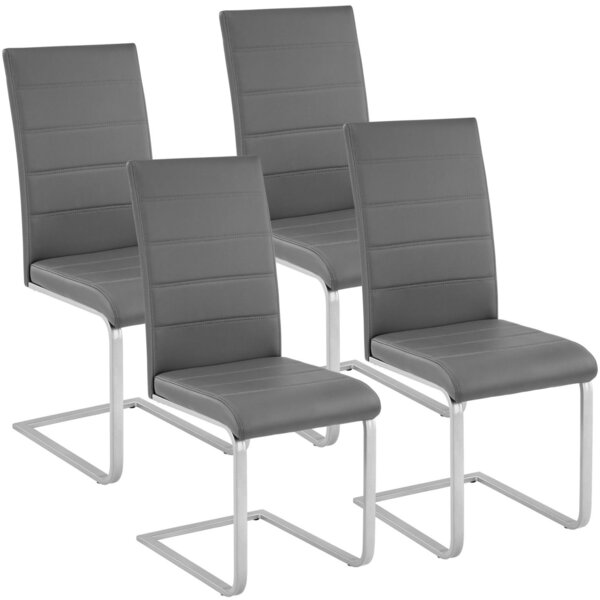 Lot de 4 chaises pieds acier siège de salon cuisine salle à manger design carré élégant gris 08_0000574