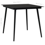 vidaXL Table à dîner de jardin Noir 80x80x74 cm Acier et verre