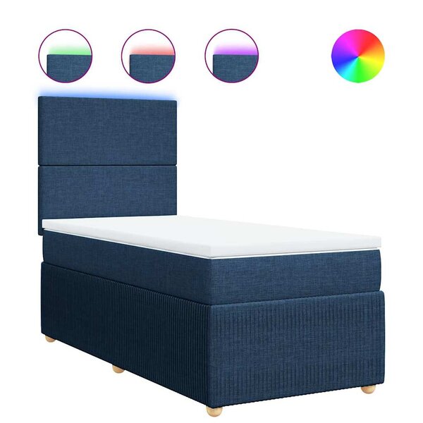 vidaXL Sommier à lattes de lit avec matelas Bleu 80x200 cm Tissu