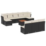 vidaXL Salon de jardin 11 Pièces avec coussins noir résine tressée