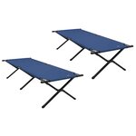 vidaXL Lit de camping pliant 2 Pièces Bleu 210 x 80 x 46 cm Tissu Oxford