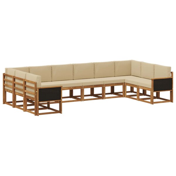 vidaXL Ensemble de canapés d'extérieur 10 pc Naturel et Beige