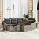 vidaXL Ensemble de canapé de jardin 7 Pièces Gris polyrotin