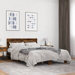 vidaXL Cadre de lit chêne fumé 120x190 cm bois d'ingénierie et métal