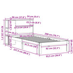 vidaXL Lit bibliothèque sans matelas cire marron 90x200 cm pin massif