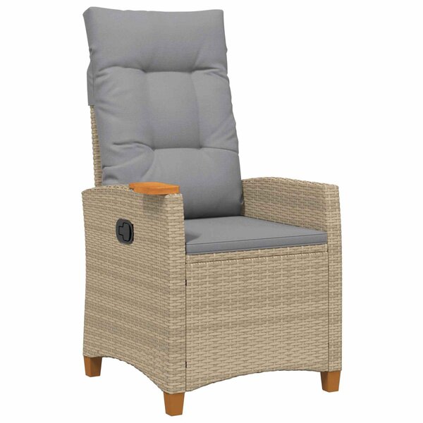 vidaXL Chaise inclinable avec plateau à thé 62 x 64 x 112 cm polyrotin