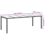 vidaXL Table de jardin Beige 250x100x75 cm Verre trempé et poly rotin