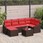 vidaXL Ensemble de Canapés avec coussin 7 Pièces Marron polyrotin