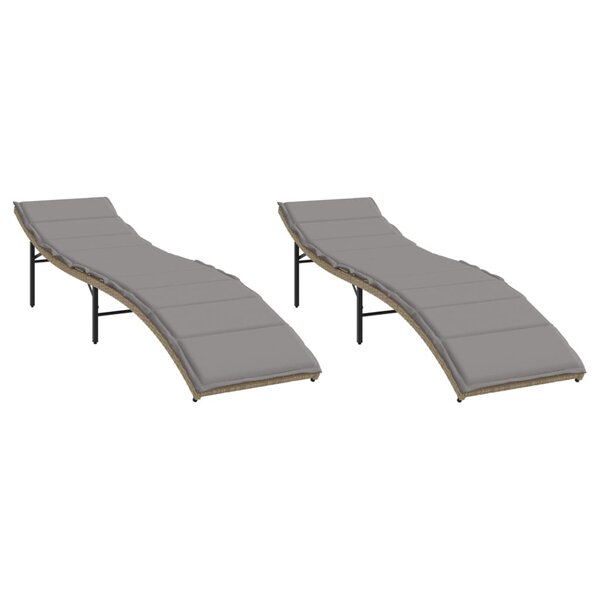 vidaXL Chaises longues lot de 2 avec coussins beige résine tressée